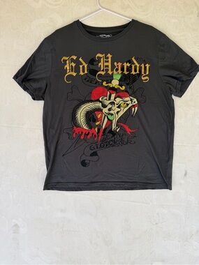 Ed Hardy Black Short-Sleeve Skull & Snake Graphic Tee
